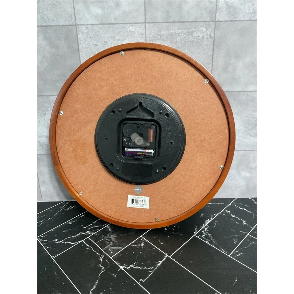 Swing Wall Clock Echo Walnut MCM Style Wood Frame.EUC